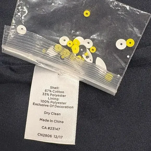 Talbots Petite Navy Twill Sequin Fish Embroidered Sheath Dress size 8 - Picture 5 of 9